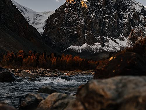 500 Teile Puzzle,Geschicklichkeitsspiel für Die Ganze Familie, Berge Flusssteine 52x38cm von FRUKAT