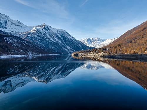 500 Teile Puzzle,Geschicklichkeitsspiel für Die Ganze Familie, Berge See Reflexion 52x38cm von FRUKAT