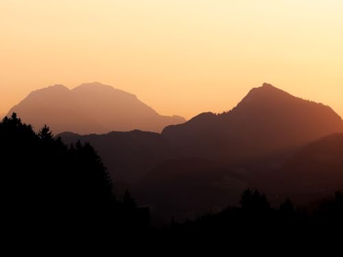 500 Teile Puzzle,Geschicklichkeitsspiel für Die Ganze Familie - Berge Silhouetten Sonnenuntergang 52x38cm von FRUKAT