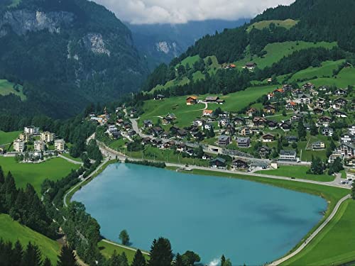 500 Teile Puzzle,Impossible Puzzle für Kleinkinder Jungen Mädchen 14 Jahre alt - See Berge Dorf 52x38cm von FRUKAT