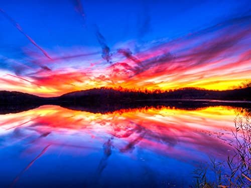 500 Teile Puzzle,Lernen Pädagogische Puzzle Spielzeug - Horizont Fluss Sonnenuntergang 52x38cm von FRUKAT