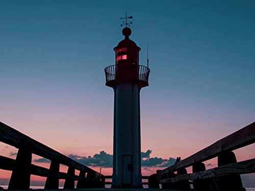 500 Teile Puzzle,Lernen Pädagogische Puzzle Spielzeug - Leuchtturm Nacht 52x38cm von FRUKAT