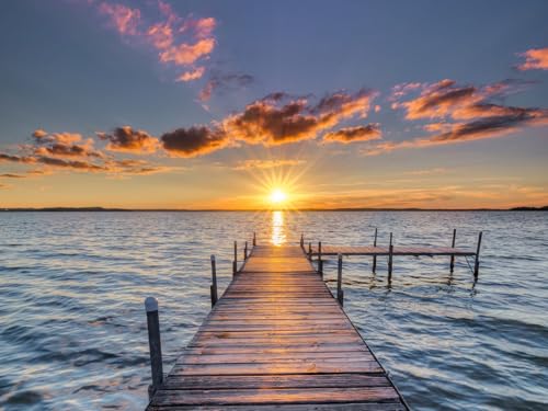 500 Teile Puzzle,Lernen Pädagogische Puzzle Spielzeug - Pier Sonnenuntergangsstrahlen 52x38cm von FRUKAT