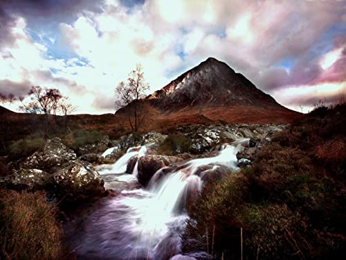 500 Teile Puzzle,Puzzle für Erwachsene,Puzzle Farbenfrohes - Berg Fluss Bach Spitze 52x38cm von FRUKAT