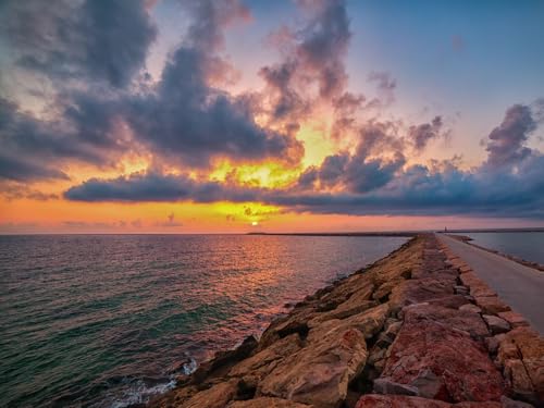 500 Teile Puzzle,herausforderndes Puzzle für Erwachsene und Kinder ab 14 Jahren-Meer, Sonnenuntergang, Horizont, Steine, Straße 52x38cm 500 Teile Puzzle,herausforderndes Puzzle für Erwachsene und Kinder ab 14 Jahren-Meer, Sonnenuntergang, Horizont, Steine, Straße 52x38cm von FRUKAT