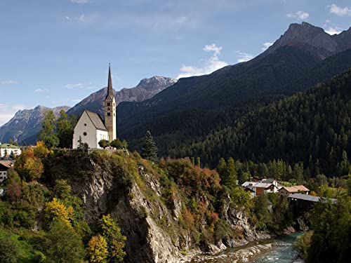 500 Teile Puzzle für Erwachsene und Kinder ab 14 Jahren - Berge Gebäude Fluss 52x38cm von FRUKAT