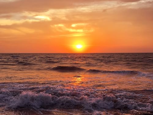 500 Teile Puzzle für Erwachsene und Kinder ab 14 Jahren-Meer, Sonnenuntergang, Brandung, Schaum, Ozean 52x38cm von FRUKAT