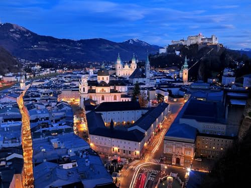 Puzzle 1000 Teile,Puzzle für Erwachsene,Puzzle Farbenfrohes-Salzburg, Österreich, Nacht 70x50cm von FRUKAT