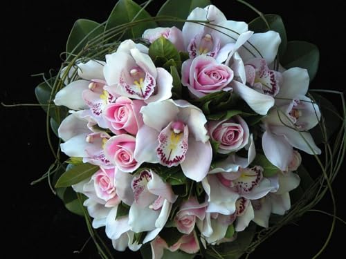 Puzzle 1000 Teile,Puzzle für Erwachsene,farbenfrohes Legespiel-Rosen, Orchideen, Blumen 70x50cm von FRUKAT