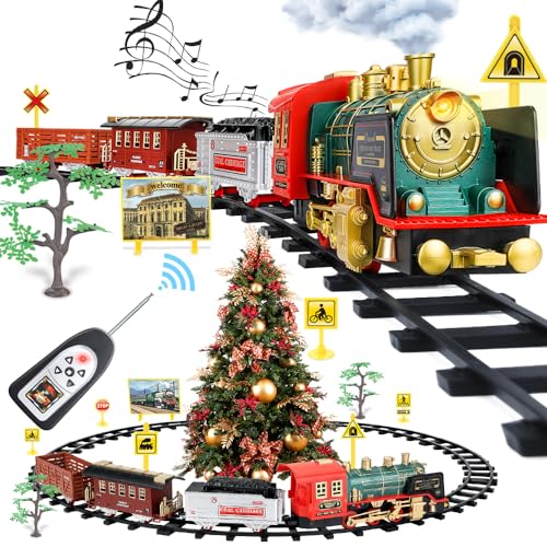 FRUSE Elektrischer Zug Spielzeug,Spielzeugeisenbahn Set mit Rauch, Licht und Sound, 4 Wagen,Eisenbahn Kinder Elektrisch mit Dampflokomotive, Frachtwagen und Schienen, Ideal für Kinder ab 3 Jahren FRUSE Elektrischer Zug Spielzeug,Spielzeugeisenbahn Set mit Rauch, Licht und Sound, 4 Wagen,Eisenbahn Kinder Elektrisch mit Dampflokomotive, Frachtwagen und Schienen, Ideal für Kinder ab 3 Jahren von FRUSE