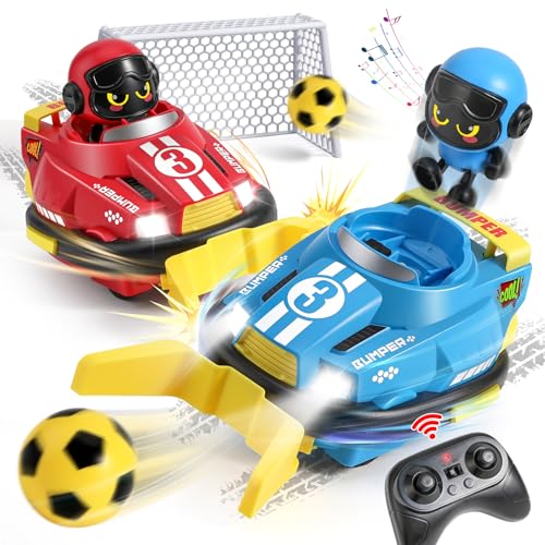 FRUSE Ferngesteuertes Auto ab 3 Jahre,2 Stück Autoscooter Ferngesteuert Kinder,RC Bumper Cars mit Musik und Licht,2,4 GHz Ferngesteuertes Fußballwagen RC Auto Spielzeug,Geschenke für Jungen Mädchen von FRUSE