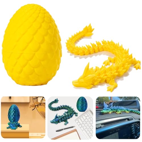 3D-gedrucktes Drachenei, 15-Zoll-Kristalldrache, beweglicher Drache, Fidget-Spielzeug for Erwachsene for Autismus/ADHS ( Color : Yellow ) von FRoon