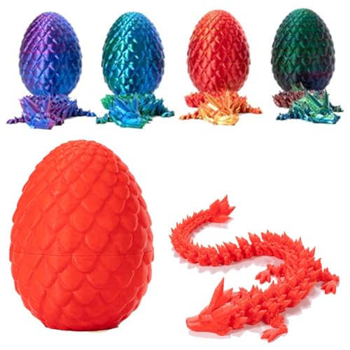 3D-gedrucktes Drachenei, voll beweglicher Drache, Kristalldrache mit Drachenei, Fidget-Spielzeug for Erwachsene und Kinder ( Color : Red ) von FRoon