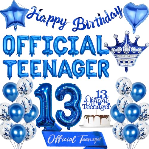 13 Geburtstag Dekorationen Junge Blau - 40 Stück Offizielle Teenager Party Dekoration Einschließlich Buchstaben Ballons Happy Birthday Banner Krone Nummer 13 Ballon Schärpe für 13 Jahre Alt Party 13 Geburtstag Dekorationen Junge Blau - 40 Stück Offizielle Teenager Party Dekoration Einschließlich Buchstaben Ballons Happy Birthday Banner Krone Nummer 13 Ballon Schärpe für 13 Jahre Alt Party von FSADASY