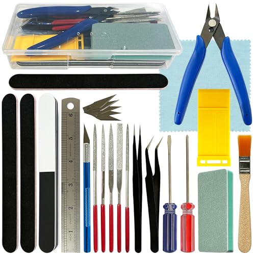 Modeler Basic Tools Kit Hobby Bauwerkzeuge mit Kunststoffkoffer Miniatur Handgefertigte Bastelwerkzeuge Set für Anfänger Hobby Building Gundam Modell DIY Tool Kit für Puppenhaus Miniaturbau von FSHANEE