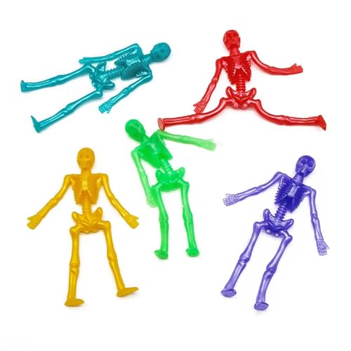20 StüCK Dehnbare Halloween Skeleton Stressabbau Squishy Spielzeug, Dehnbare Totenkopf Spielzeuge für Halloween,Gastgeschenk, Halloweens Geschenktütenfüller (Zufällige Farbe) von FSLLWGWG