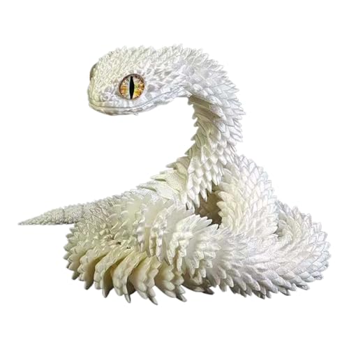 3D Printed Snake Fidget Toy, Flexible 3D Crystal Snake Joints, 3D Printed Fidget Snake, 3D Print Snake Pet Movable Joint 60 cm (White) von FSLLWGWG