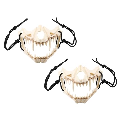 FSLLWGWG 2 Stück Halloween Horror Maske | Schädelknochen Halloween Maske für Cosplay-Partys (Weiß) von FSLLWGWG