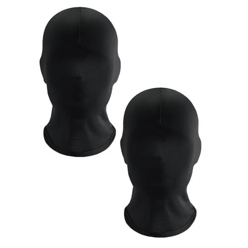 FSLLWGWG 2 Stück Vollgesichtsmaske Halloween, Kopfmaske Gesichtslose Maske, Schwarze Unisex Maske für Halloween Party Kostüm (Schwarz) von FSLLWGWG