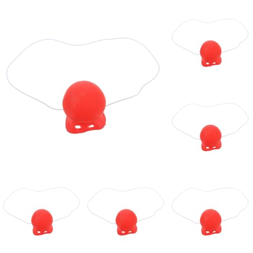 FSLLWGWG 6 Stück Halloween Clown Nasenriemen Sound,Clown Nase mit Gummiband,Kostüm Zubehör, Accessoire für Faschingskostüme, die Mottoparty (Rot) von FSLLWGWG
