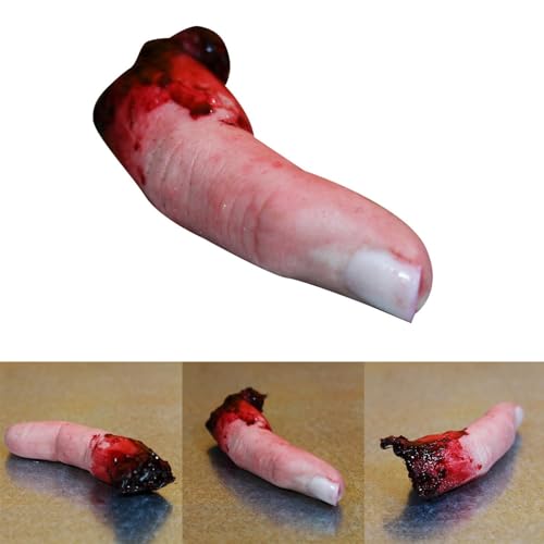 FSLLWGWG Gruseliger blutiger abgetrennter Finger, Requisitenfinger, gruselige blutige abgetrennte abgehackte Finger, Halloween-Party-Dekorationsrequisite, realistische verrückte Streiche (1PCS) von FSLLWGWG