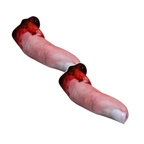 FSLLWGWG Gruseliger blutiger abgetrennter Finger, Requisitenfinger, gruselige blutige abgetrennte abgehackte Finger, Halloween-Party-Dekorationsrequisite, realistische verrückte Streiche (2PCS) von FSLLWGWG
