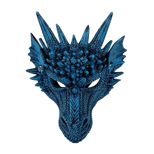 FSLLWGWG Halloween 3D Drachenmaske Party Maske Tier Maskerade Maske Karneval Kostüm für Halloween Party dragon mask halloween masken (1, Blau) von FSLLWGWG