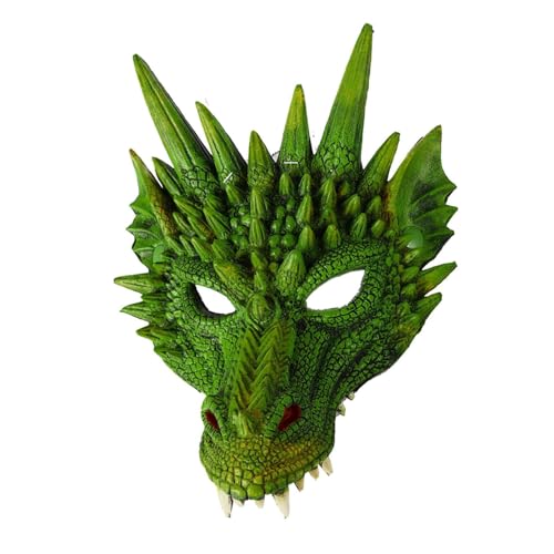 FSLLWGWG Halloween 3D Drachenmaske Party Maske Tier Maskerade Maske Karneval Kostüm für Halloween Party dragon mask halloween masken (1, Grün) von FSLLWGWG