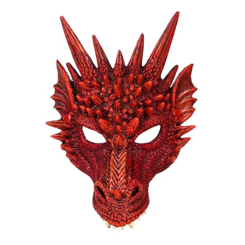 FSLLWGWG Halloween 3D Drachenmaske Party Maske Tier Maskerade Maske Karneval Kostüm für Halloween Party dragon mask halloween masken (1, Rot) von FSLLWGWG