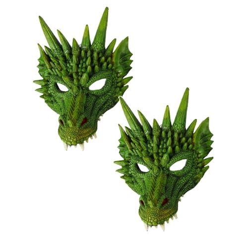 FSLLWGWG Halloween 3D Drachenmaske Party Maske Tier Maskerade Maske Karneval Kostüm für Halloween Party dragon mask halloween masken (2, Grün) von FSLLWGWG
