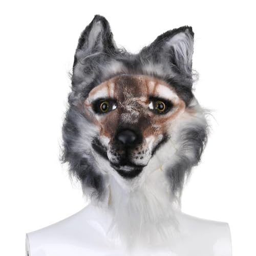 FSLLWGWG Wolfsmaske,Halloween-Maske, Cosplay Zubehör für Karnevalsfest, Partygeschenk Halloween Weihnachtsfeier (Einheitsgrösse) von FSLLWGWG