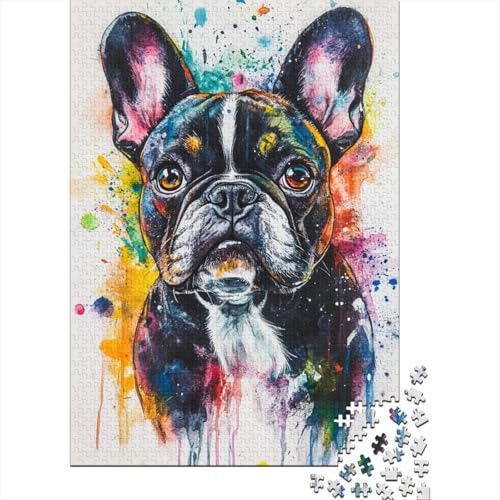 1000-Teile Holzpuzzle Französischer Bulldog | EIN Spielzeug, Das Die Kreativität Anregt Und Für Unterhaltung Sorgt | Für Heranwachsende Und Erwachsene von FSMHDG