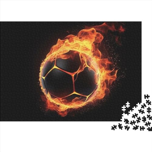 300-Teile Holzpuzzle Brennender Fußball | Einzigartiges Spielerlebnis | Geeignet Für Heranwachsende, Jugendliche, Erwachsene von FSMHDG