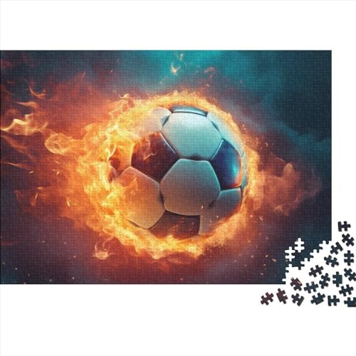 Brennender Fußball - 500 Teile Holzpuzzle, Kreatives Spielzeug Für Bildung Und Freizeit | Fasziniert Heranwachsende, Jugendliche Und Erwachsene von FSMHDG