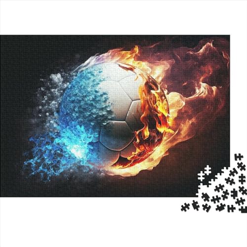 Entdecke Brennender Fußball in 300 Teilen | Premium-Holzpuzzle Für Anspruchsvolle Puzzler | Spaß Für Heranwachsende Und Erwachsene von FSMHDG