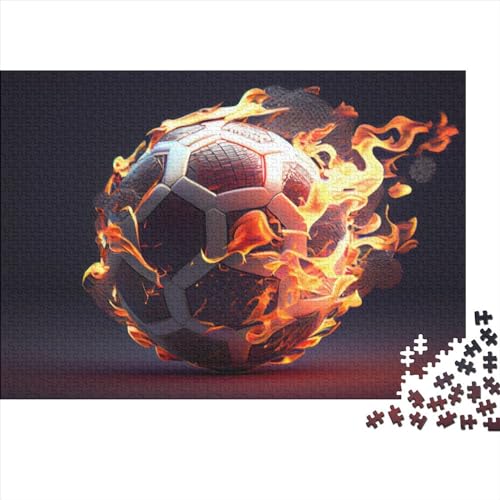 Entdecke Brennender Fußball in 500 Teilen | Premium-Holzpuzzle Für Anspruchsvolle Puzzler | Spaß Für Heranwachsende Und Erwachsene von FSMHDG