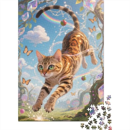 Familien-Puzzle-Spaß Mit 1000 Teilen - Bengalkatzekatze | Holzspielzeug Für Kreative Köpfe | Bildendes Spiel Für Alle Altersstufen von FSMHDG