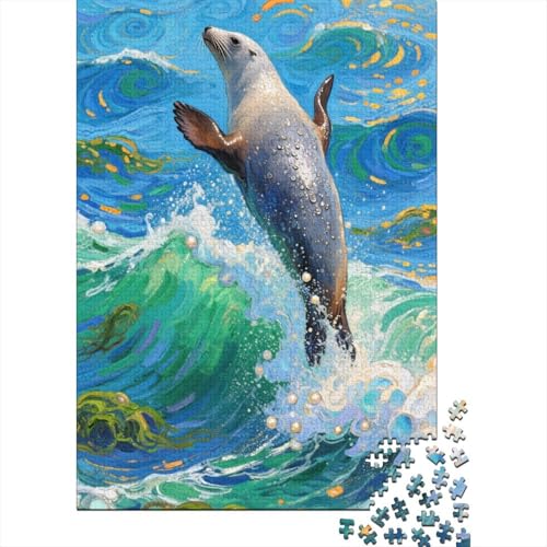 Familien-Puzzle-Spaß Mit 1000 Teilen - Seehund | Holzspielzeug Für Kreative Köpfe | Bildendes Spiel Für Alle Altersstufen von FSMHDG