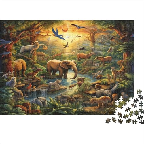 Jungle Animals - 1000-Teile Holzpuzzle | Landschaften, Fantasy Und Mehr | Entspannung Und Lernspielzeug in Einem von FSMHDG
