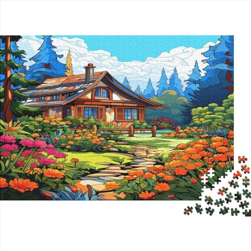 Kreatives Familien-Hobby: Mountain Village Cottage | 300-Teile Puzzle Aus Holz | Für Erwachsene Und Heranwachsende | Fördert Teamgeist von FSMHDG