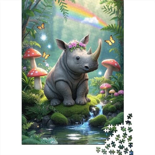 Nashorn - Klassisches 1000 Teile Puzzle, Holz Edition, Herausforderung Und Spaß Für Erwachsene & Heranwachsende von FSMHDG