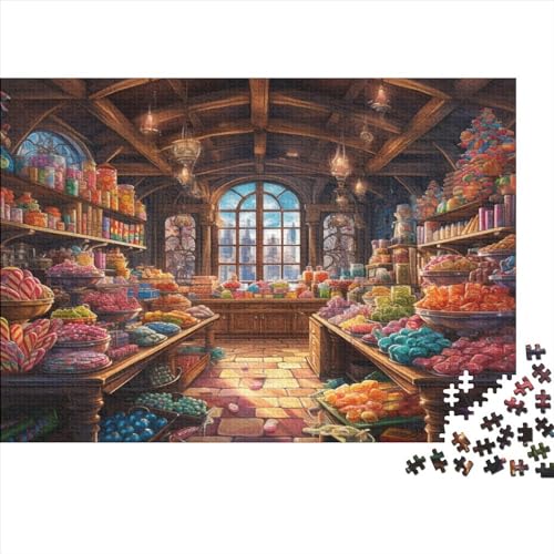 Puzzle 1000 Teile Aus Holz - Candy Store, Ideales Familienspiel, Lernspielzeug Für Heranwachsende, Spannende Freizeitgestaltung Für Alle Altersgruppen von FSMHDG