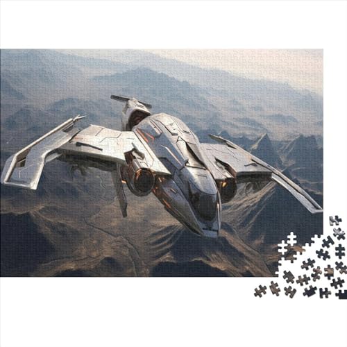 Sci-fi-Flugzeug - Öko-freundliches 300 Teile Holzpuzzle, Verbessert Gedächtnis & Problemlösungsfähigkeiten, Für Familien von FSMHDG