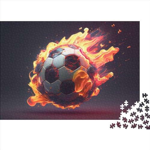 Spielerisches Lernen - Brennender Fußball 500 Teile Holzpuzzle, Förderung Von Konzentration Und Feinmotorik, Für Heranwachsende Und Erwachsene von FSMHDG