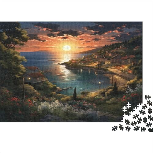 Sunset Over The Harbour in 1000 Teilen | Premium Holzpuzzle Für Anspruchsvolle Puzzler | Unterhaltsames Lernspiel Für Alle von FSMHDG