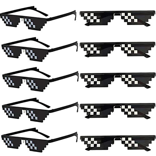 FSMILING Thug Life Sonnenbrille für Erwachsene und Kinder 8 Bit Mosaik Gläser Unisex, klein, 10 Stück, Tinny von FSMILING