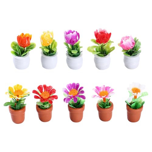 10 Stück Miniatur-Blumentopf-Figuren, kleine Feengarten-Blumen, Puppenhaus-Blumen, Mini-Harz-Topfpflanzen, Mikro-Landschaftspflanzen, niedliches Puppenhaus-Zubehör für Dekoration 10 Stück Miniatur-Blumentopf-Figuren, kleine Feengarten-Blumen, Puppenhaus-Blumen, Mini-Harz-Topfpflanzen, Mikro-Landschaftspflanzen, niedliches Puppenhaus-Zubehör für Dekoration von FSSTUD