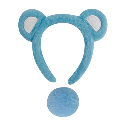 2 Stück Bär Cosplay Set Plüsch Bär Ohren Stirnband Niedlicher Bär Schwanz Flauschige Tierohren Haarband Tierohren Haarreifen Bär Kostüm Zubehör für Halloween Party Blau 2 Stück Bär Cosplay Set Plüsch Bär Ohren Stirnband Niedlicher Bär Schwanz Flauschige Tierohren Haarband Tierohren Haarreifen Bär Kostüm Zubehör für Halloween Party Blau von FSSTUD