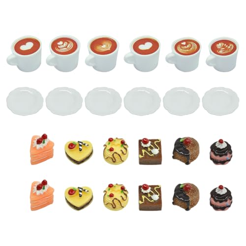 24-teiliges Miniatur-Puppenhaus-Lebensmittel-Set, kleine Harz-Kaffeetassen, Teller, Mini-Kuchen-Desserts, kleine Puppenhaus-Kaffeetassen, Puppenhaus-Küchendekorationen für Erwachsene und Jugendliche 24-teiliges Miniatur-Puppenhaus-Lebensmittel-Set, kleine Harz-Kaffeetassen, Teller, Mini-Kuchen-Desserts, kleine Puppenhaus-Kaffeetassen, Puppenhaus-Küchendekorationen für Erwachsene und Jugendliche von FSSTUD