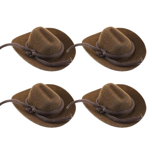 4 Stück Miniatur-Filz-Cowboyhüte, kleine Western-Party-Kappe, Puppenhut, niedlich, Stofftierhüte, kleines Puppenhaus, Cowgirl-Hut, Braun 4 Stück Miniatur-Filz-Cowboyhüte, kleine Western-Party-Kappe, Puppenhut, niedlich, Stofftierhüte, kleines Puppenhaus, Cowgirl-Hut, Braun von FSSTUD